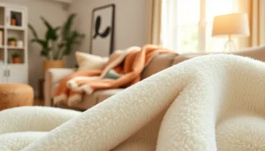 Fleece stof met een zachte textuur in een gezellige woonkamer setting