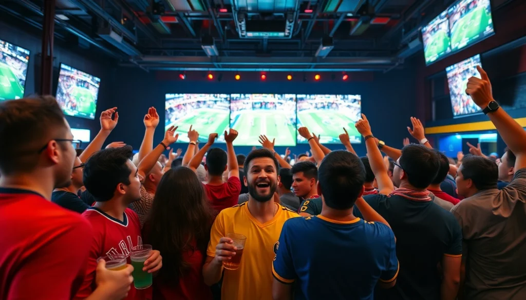 스포츠중계를 즐기는 다양한 팬들이 생생하게 응원하는 장면