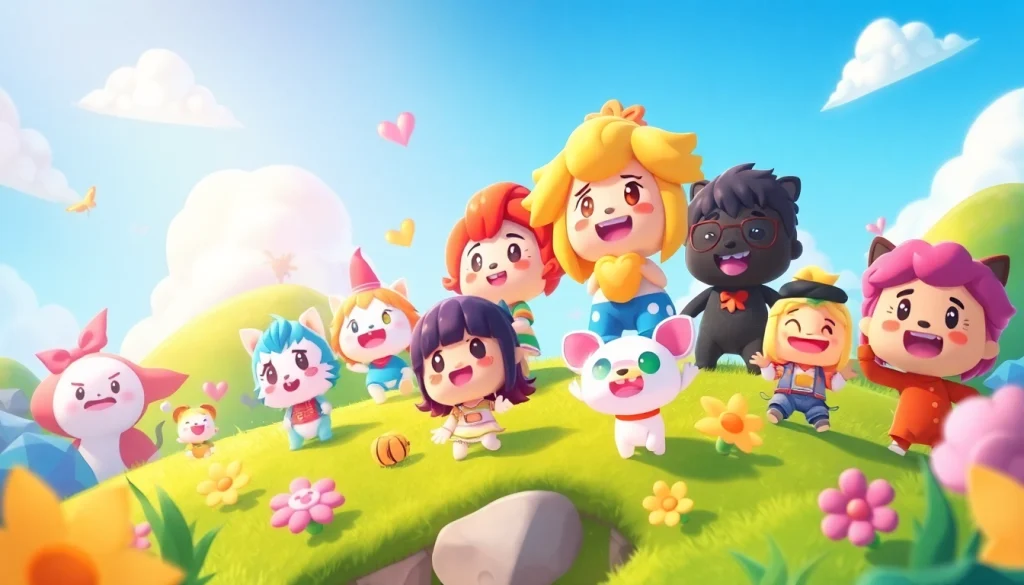Explore Yono games with unique characters in a vibrant whimsical game world scene.