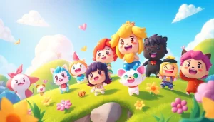 Explore Yono games with unique characters in a vibrant whimsical game world scene.