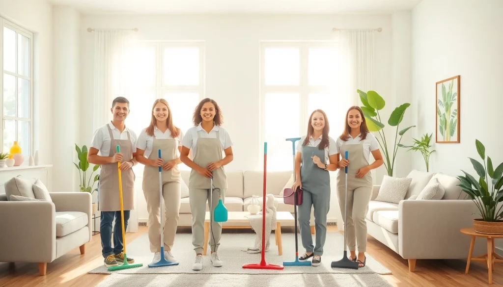 Experience top-notch Cleaning Service with professional cleaners in a bright and inviting living room.