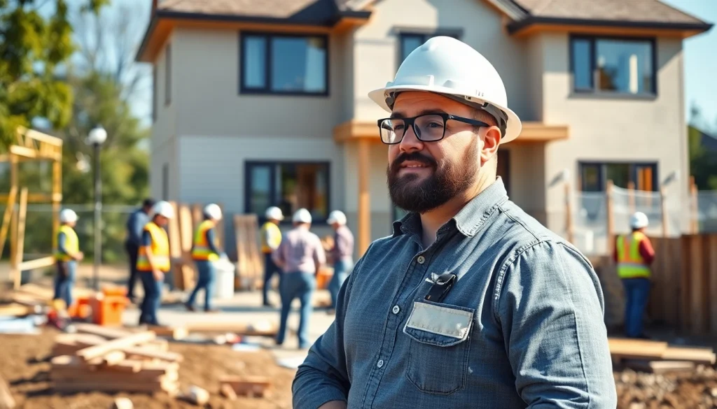 New Jersey General Contractor supervising a busy construction site with a focus on teamwork and professionalism.