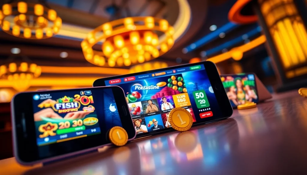 Engaging online gaming experience at https://xx88.pizza/, showcasing mobile devices, vibrant games, and excitement.