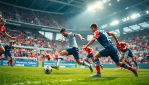 Koora player performing a skillful move amidst vibrant stadium excitement.