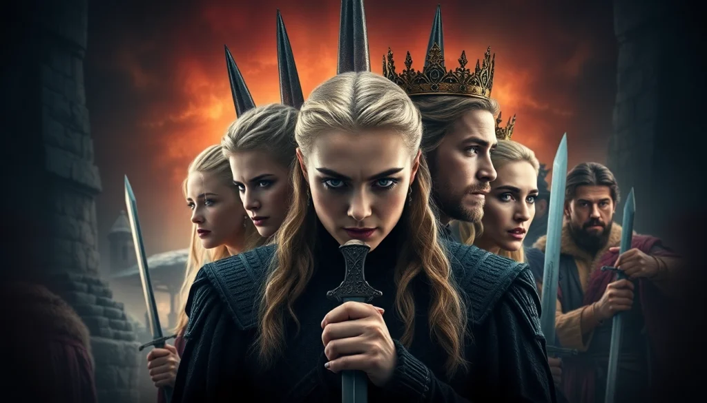 Candid portrayal of the game of thrones cast showcasing their iconic roles in a dramatic setting.