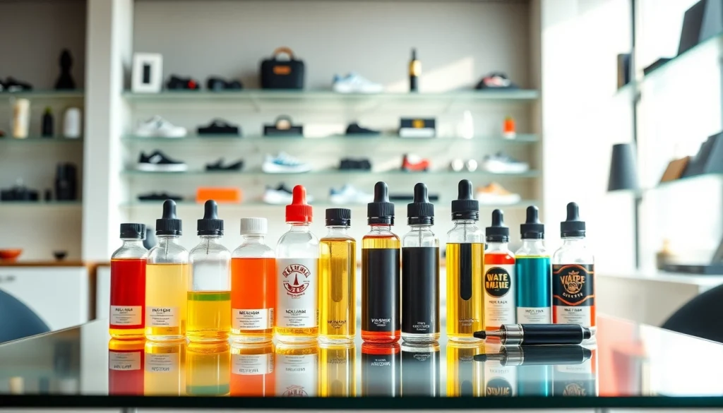 Vape ohne nikotin Produkte in stilvollem Setting präsentieren Vielfalt und Qualität.