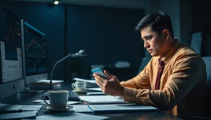 카드깡과 관련된 불법적인 금융 행위에 대한 고민을 하는 개인의 모습