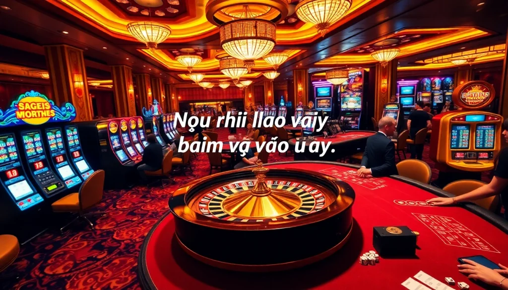 A bustling casino scene where players eagerly engage in gambling activities, embodying the excitement of "Nếu như vậy bám vào đây".