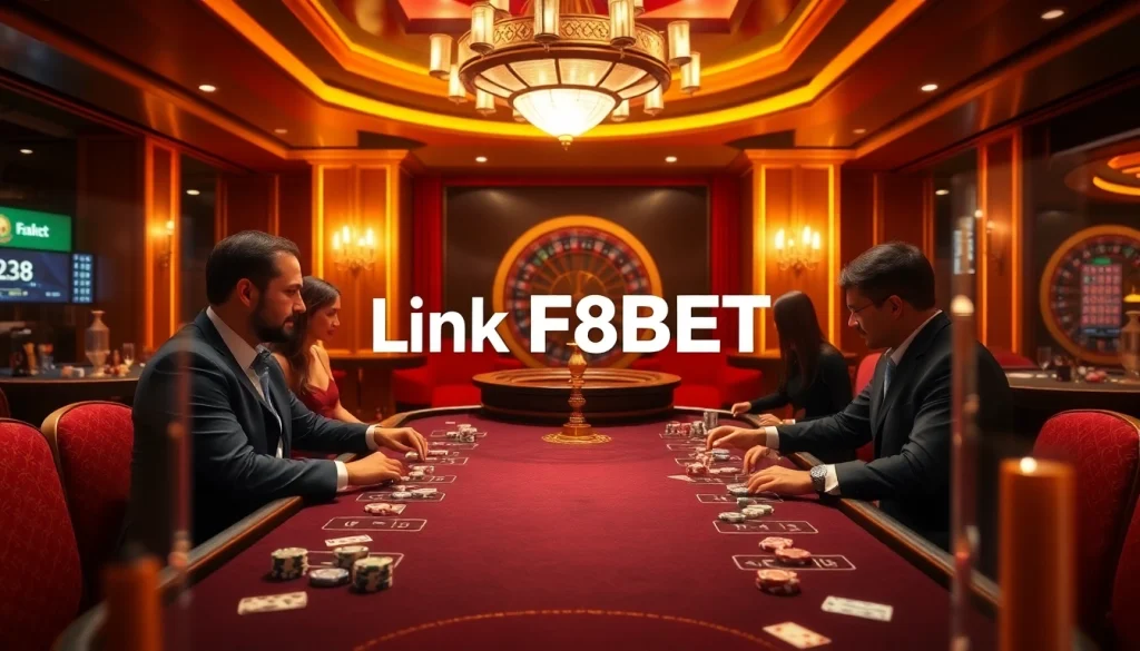 Experience the thrill of gambling at F8BET with exciting poker action and immersive casino environment.