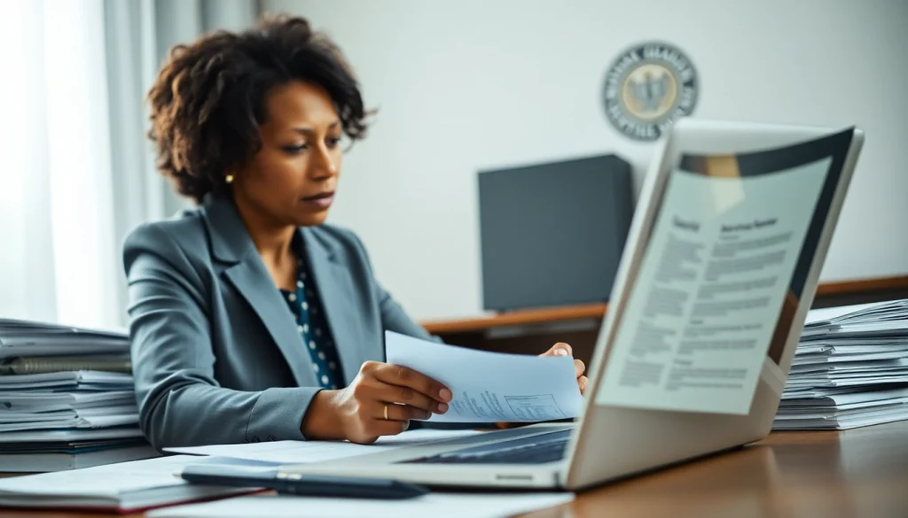 Professional setting illustrating traduzione giurata with a translator at work.