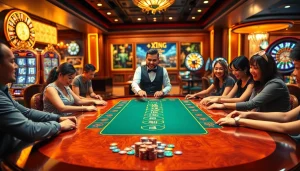 Experience the excitement of Tài Xỉu shbet with enthusiastic players at a luxurious casino table.