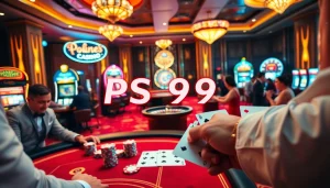 Winning at PS 99 poker table with elegant dealers and colorful chips.