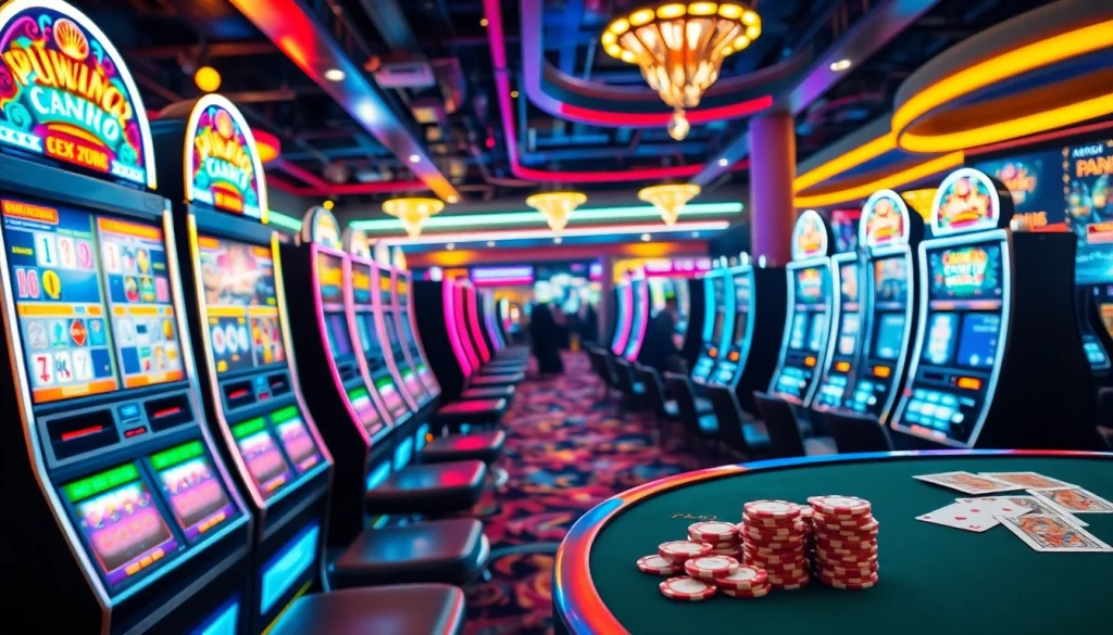 Memenangkan situs slot gacor dengan slot machine penuh warna yang berkilau di kasino.
