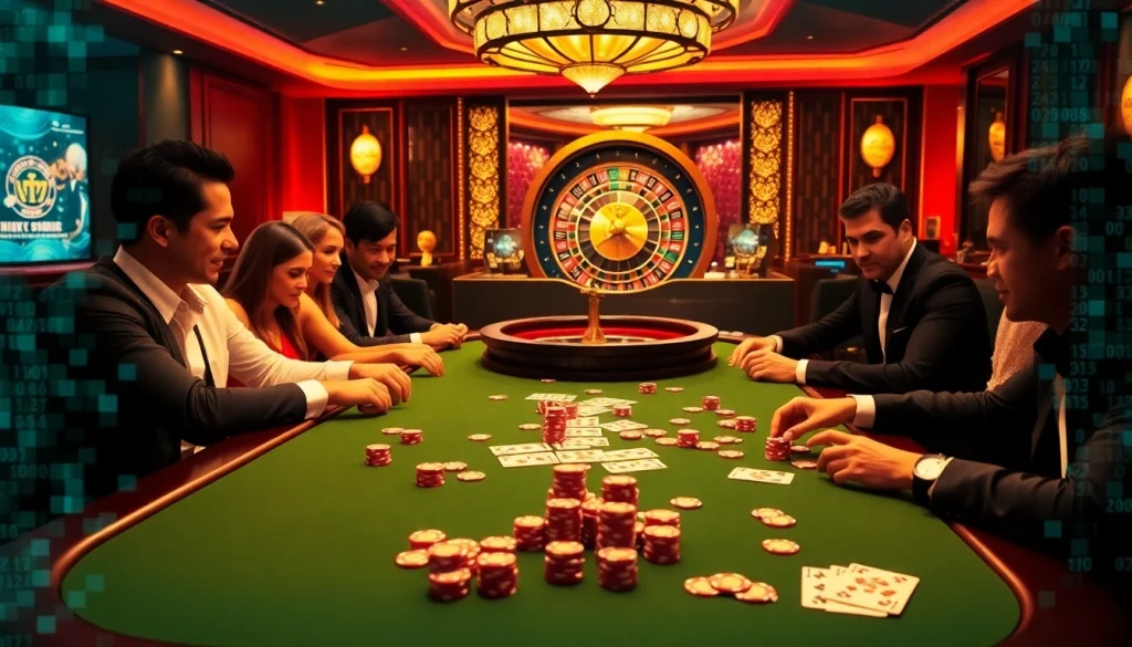 Players enjoying poker while learning about the hidden wiki in a lively casino atmosphere