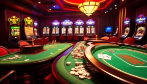 Experience thrilling gameplay at MM88 with vibrant casino tables and luxurious elements.