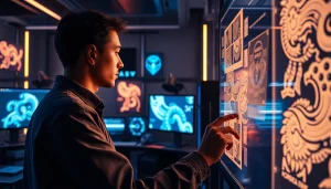 Detailed view of a NSFW AI image generation studio, featuring advanced technology and creative ambiance.