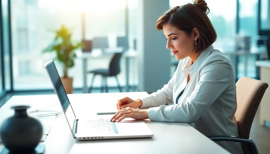 Complete the eta application uk with focus at a modern desk setting.