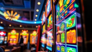 Menampilkan pengalaman slot depo 1k dengan pemain menikmati permainan slot yang bercahaya dan bersemangat.
