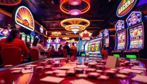 Para pemain bersemangat menikmati pengalaman slot depo pulsa yang mendebarkan di kasino mewah.