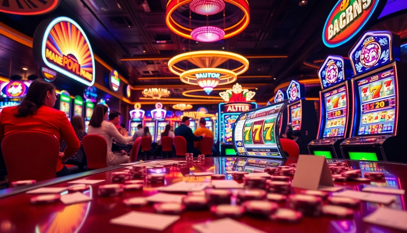 Para pemain bersemangat menikmati pengalaman slot depo pulsa yang mendebarkan di kasino mewah.