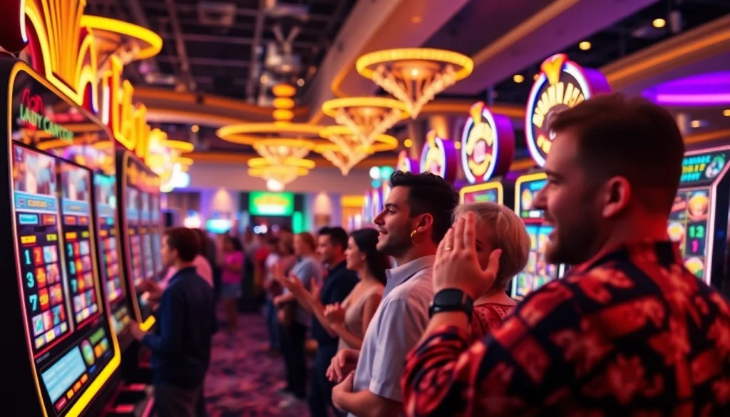 Mostbet resmi sayt kazino mühitində oyunçuların slot maşınında əylənməsi.