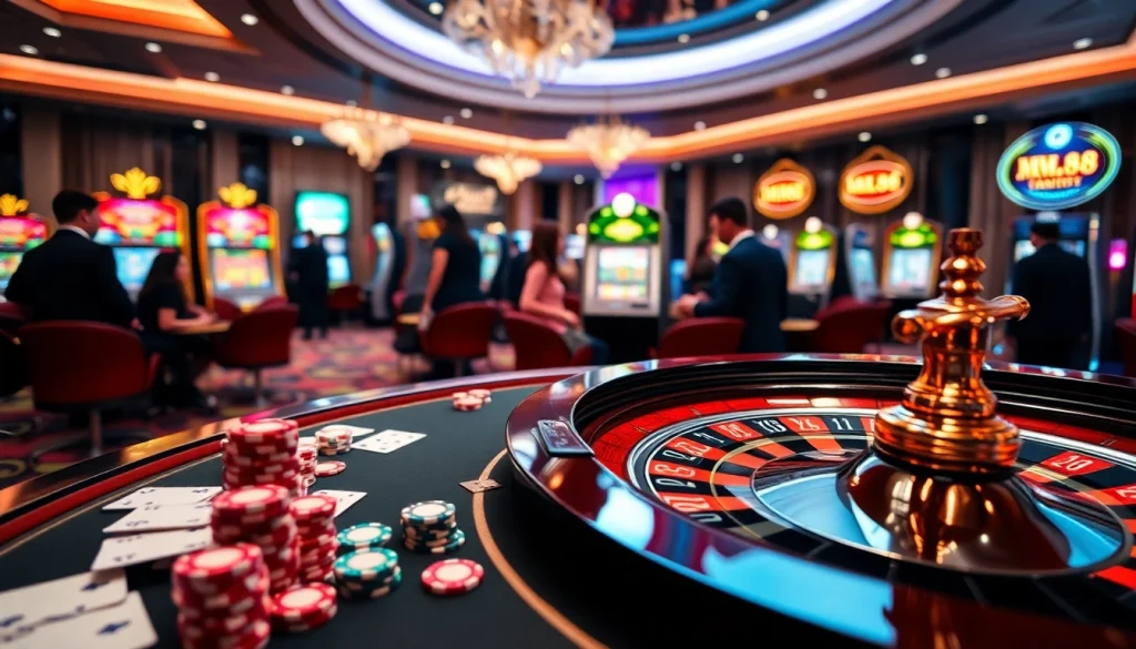 Experience thrilling online gambling at MM88 with vibrant casino elements and excitement.