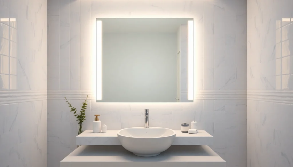 Enhance your space with a stunning mirror with lights that illuminate beautifully.