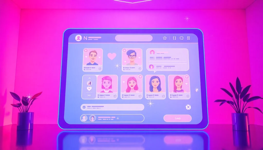 Dynamic interface showcasing the best nsfw ai chatbots in a playful, inviting scene.