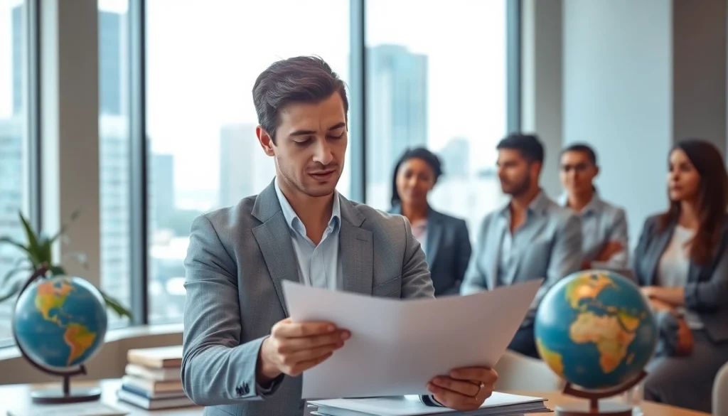 Jacksonville Immigration Lawyer consulting clients in a modern office environment.