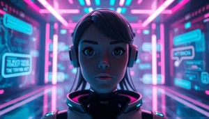 Engaging visual of an NSFW character AI showcasing futuristic design and technology.