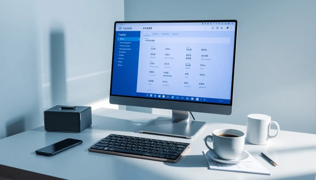 Showcasing the 有道翻译 interface in a modern workspace.